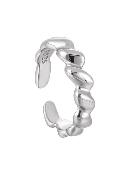 Platinum [adjustable size 15] 925 Sterling Silver Irregular Minimalist Band Ring